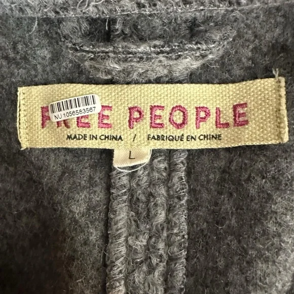 Free People Oversized Willow Bomber Jacket in Grey Size Large Academia Preppy - Picture 11 of 13